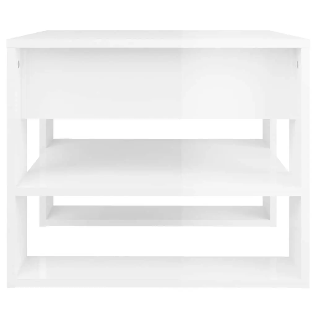 High Gloss White Coffee Table with Shelf