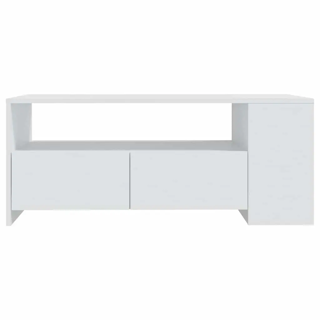 Coffee Table Storage Shelf Drawers Compartments 102cm White