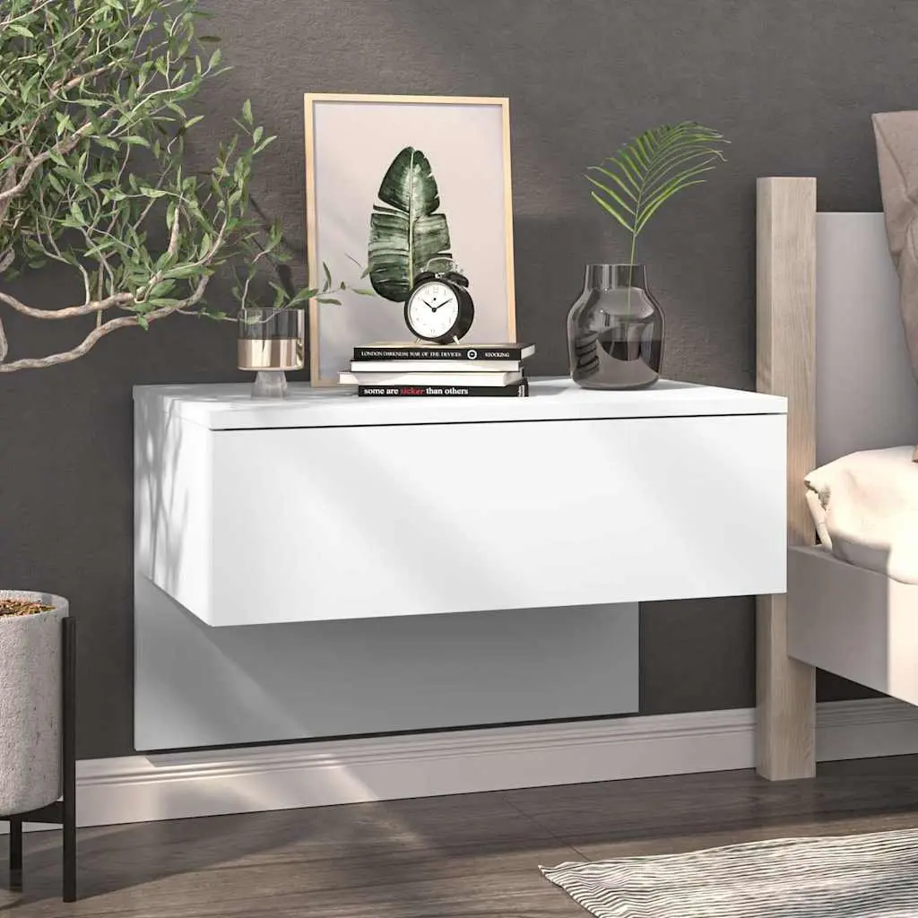 Wall-mounted Bedside Cabinets Storage Units Set of 2 White