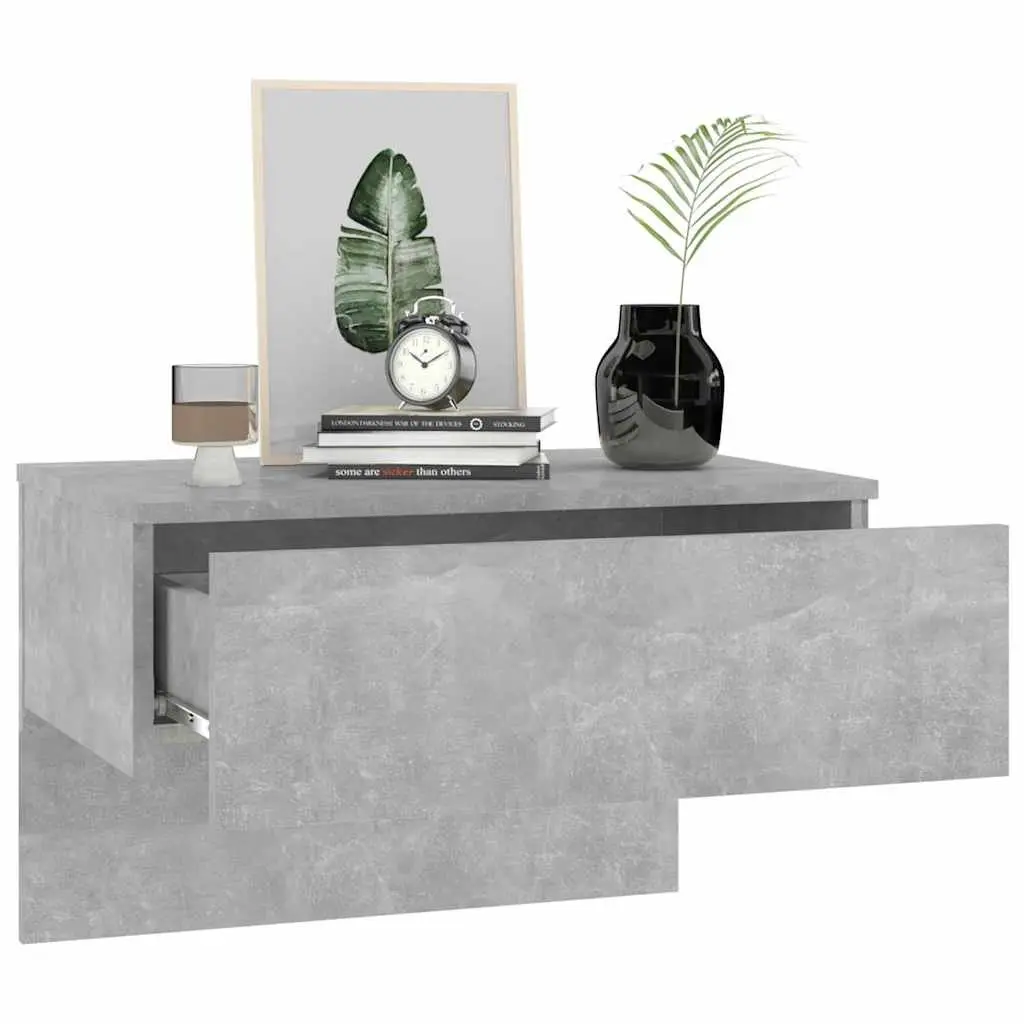 Floating Storage Cabinets Grey Engineered Wood Wall-mounted Bedside Tables 2 Piece