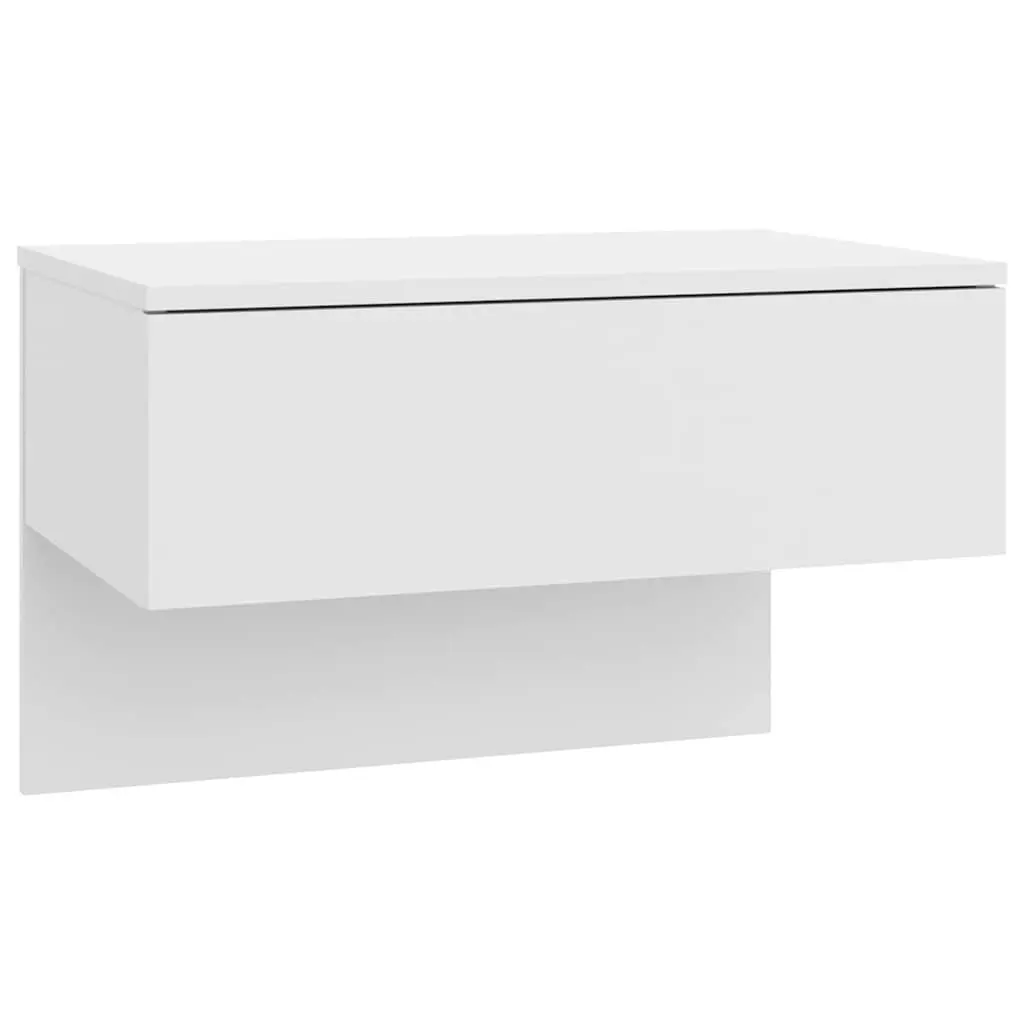Wall-Mounted Bedside Cabinets Storage Units 2 Piece High Gloss White Floating
