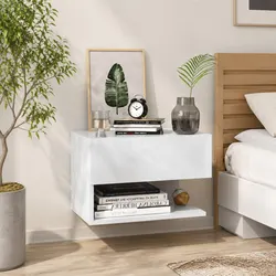 Warm and Practical White Floating Nightstand