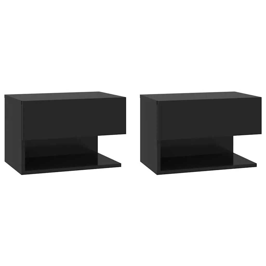 Wall-mounted Bedside Cabinets Storage Unit 2 pcs Black