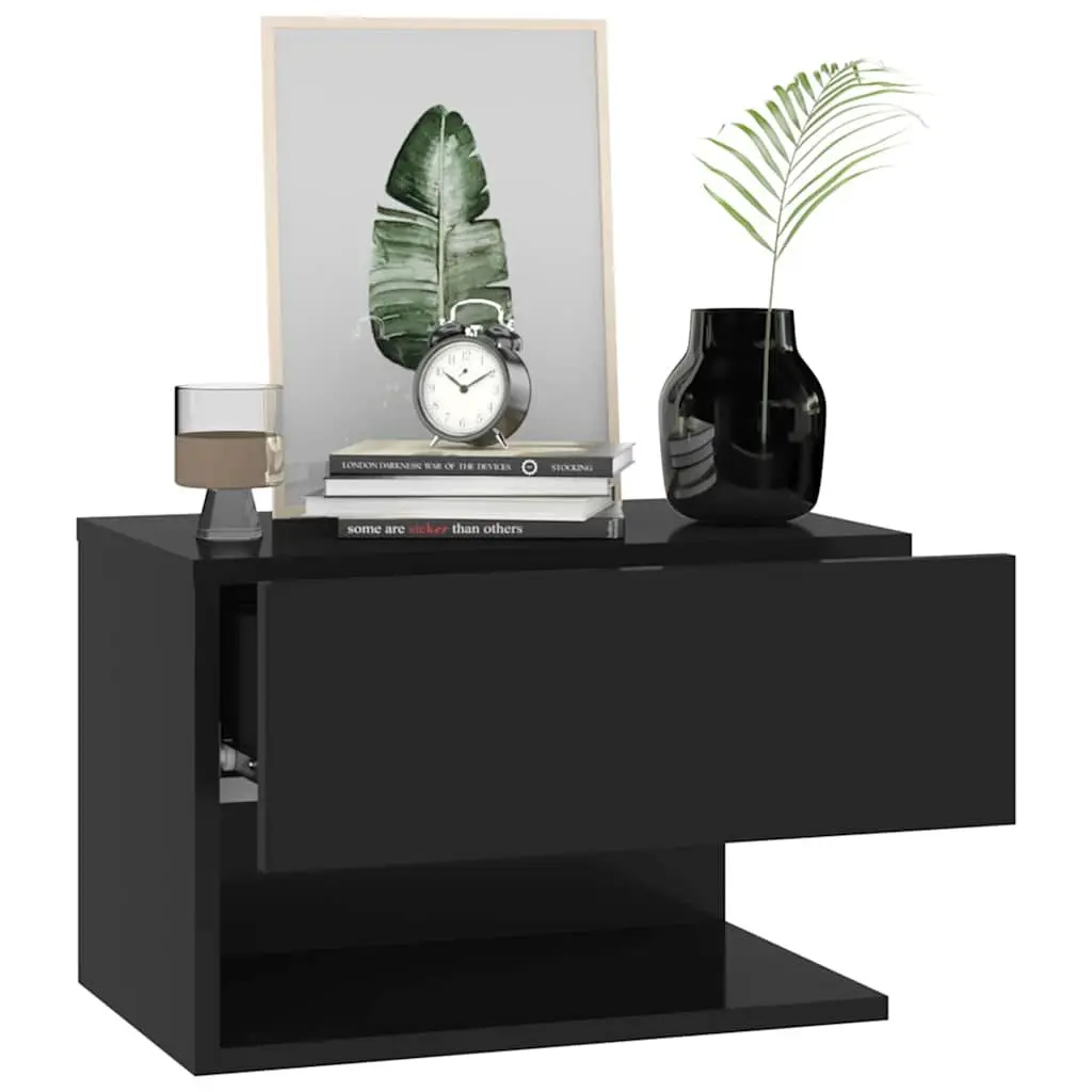 Wall-mounted Bedside Cabinets Storage Unit 2 pcs Black