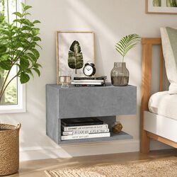 Grey Floating Bedside Cabinet with Functional Design