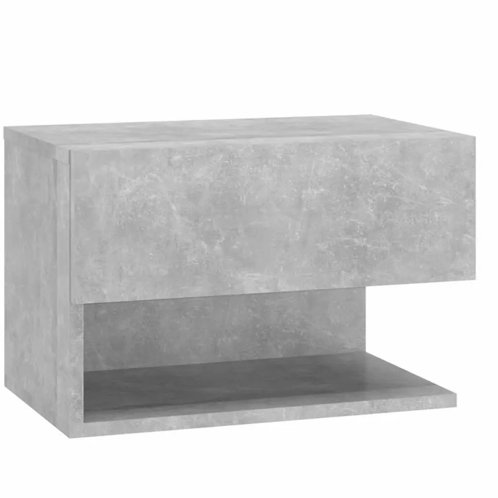 Wall-mounted Bedside Cabinet Grey Floating Storage Unit Bedroom Shelf Organiser