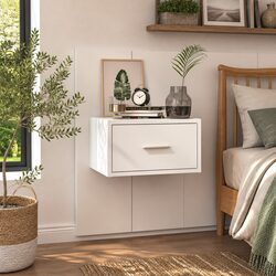 Stylish White Floating Cabinet with Organized Storage