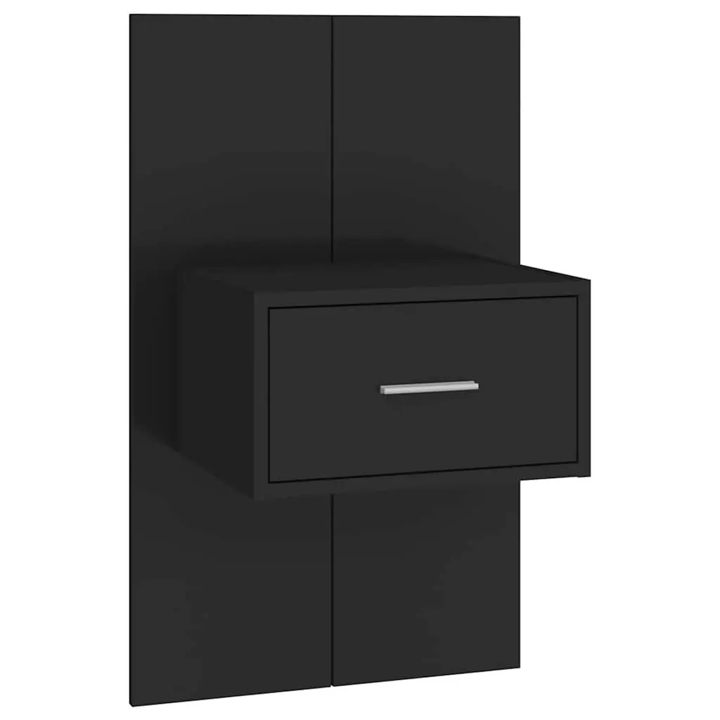 Wall-mounted Bedside Cabinets Storage Drawer 2 pcs Black