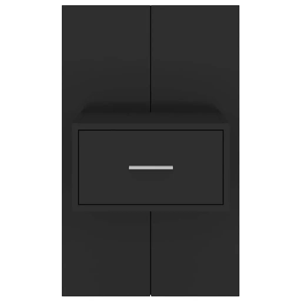 Wall-mounted Bedside Cabinets Storage Drawer 2 pcs Black