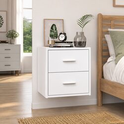 Wall-Mounted High Gloss White Bedside Unit