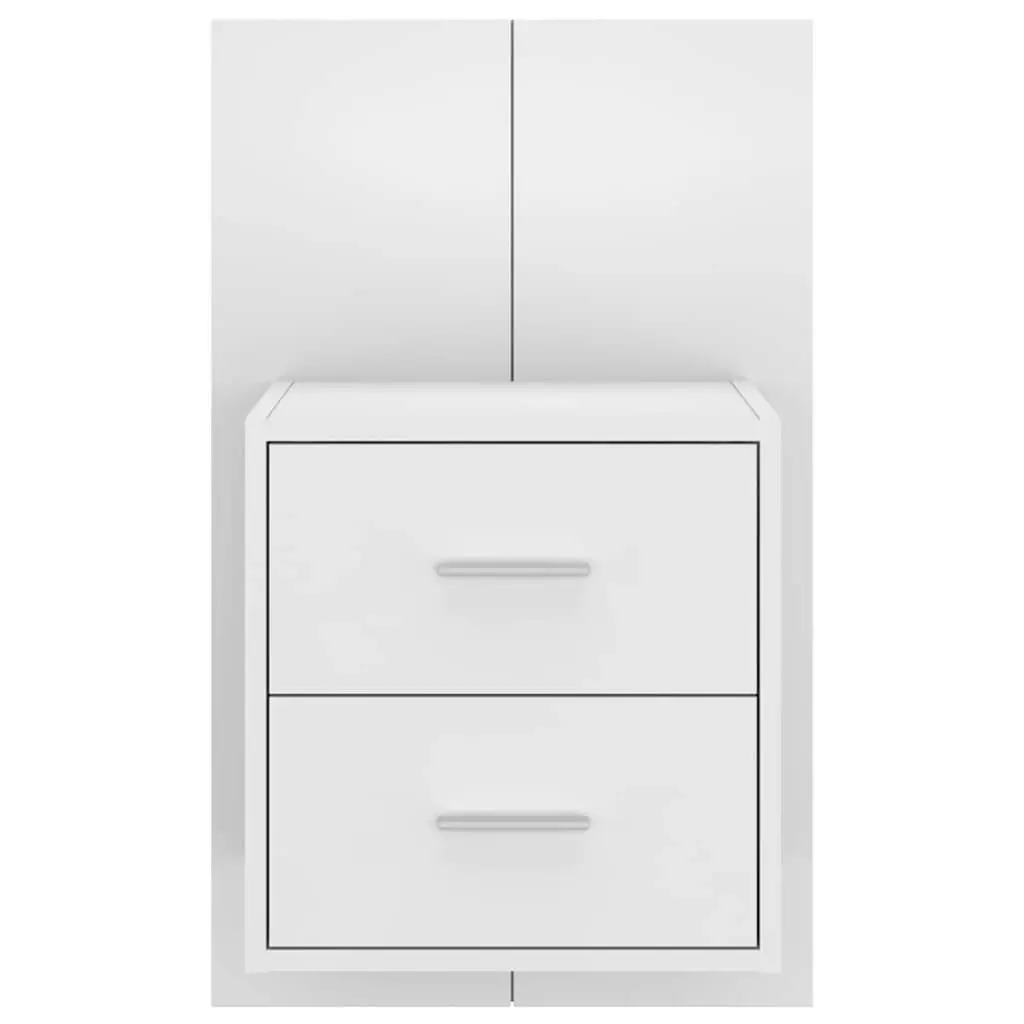 Wall-mounted Bedside Cabinets Floating Storage Drawer 2 Piece High Gloss White