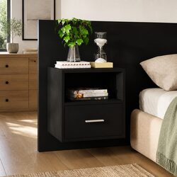Reliable and Spacious Black Bedside Cabinet for Storage