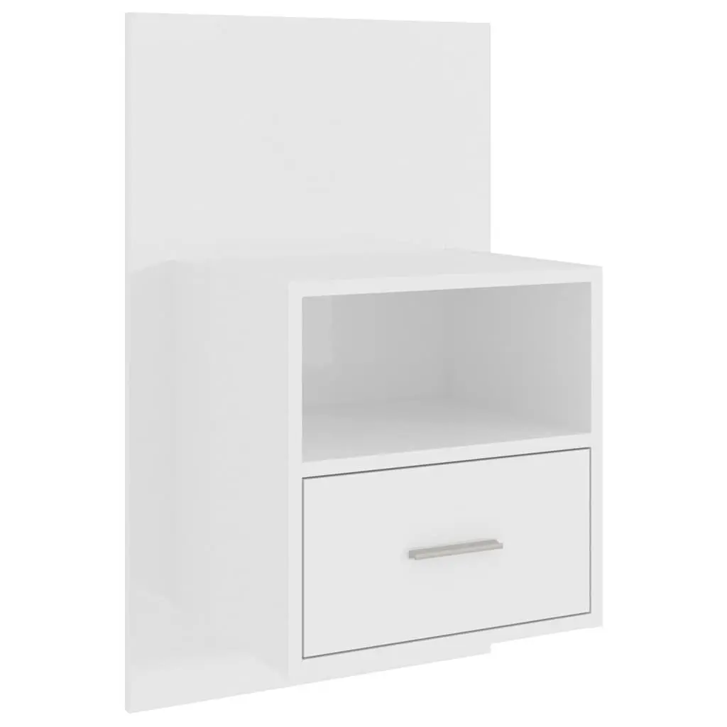 Wall-mounted Bedside Cabinet Storage Unit Drawer White High Gloss
