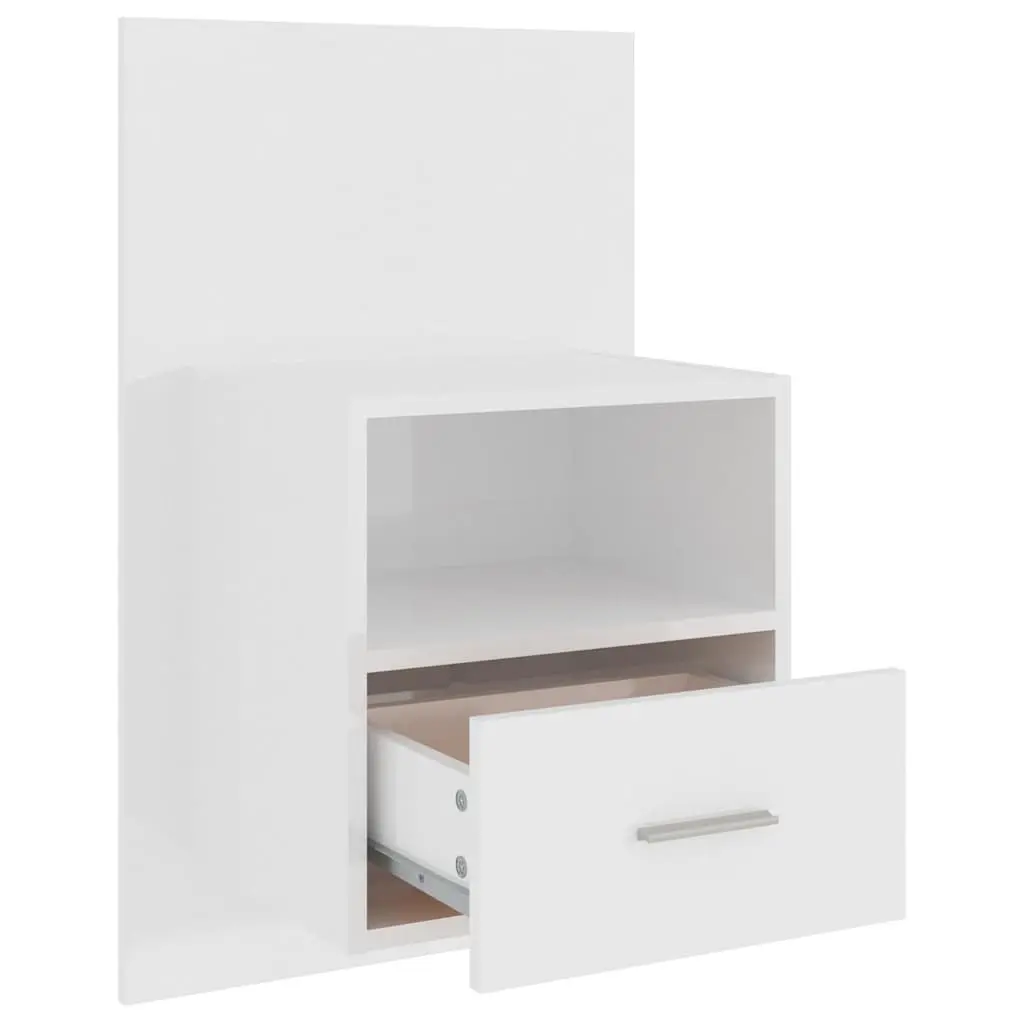 Wall-mounted Bedside Cabinet Storage Unit Drawer White High Gloss