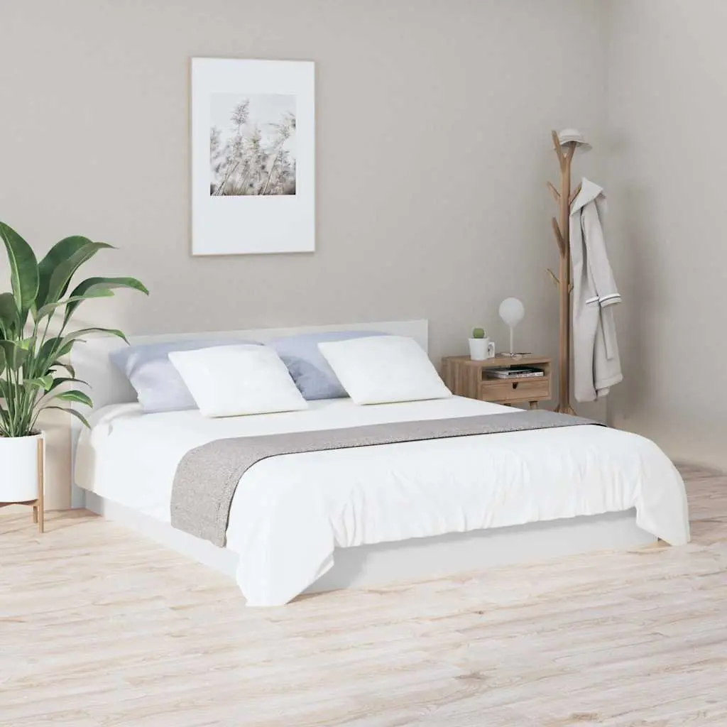 Bed Headboard Wall-Mounted 200 cm White Engineered Wood Bedroom Furniture