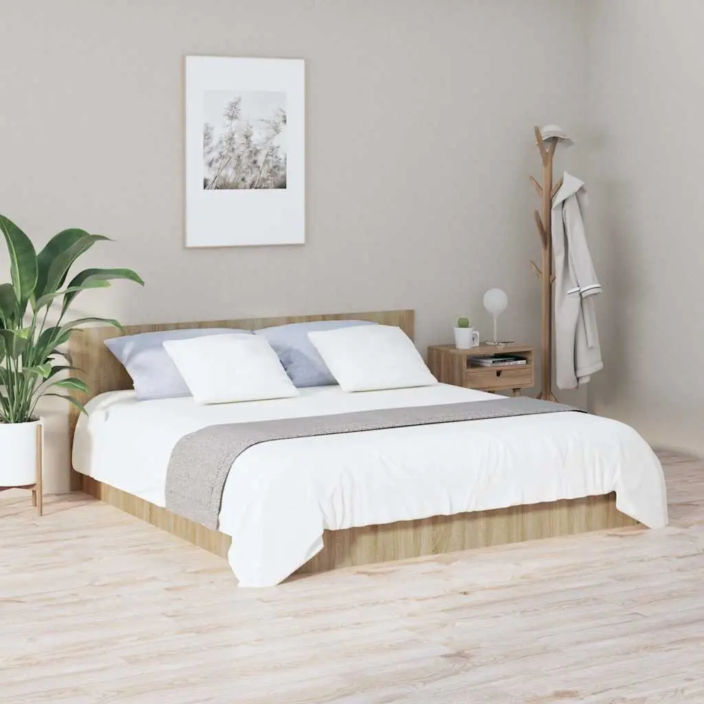 Bed Headboard 200x1.5x80 cm Brown Engineered Wood Bedroom Furniture Wall Mount