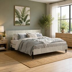 Comforting Grey Headboard for a Cozy Bedroom