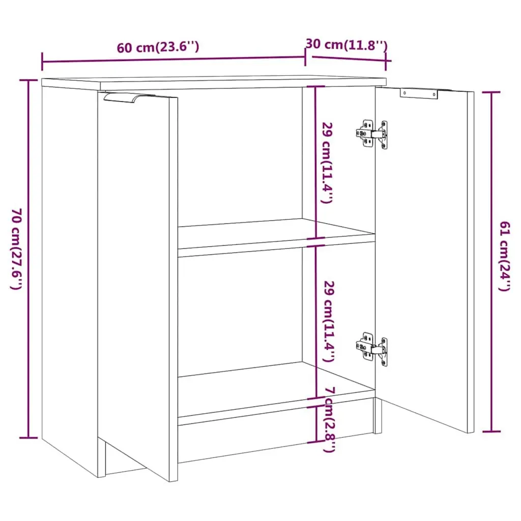 Sideboard Storage Cabinet Engineered Wood 60x30x70cm Brown