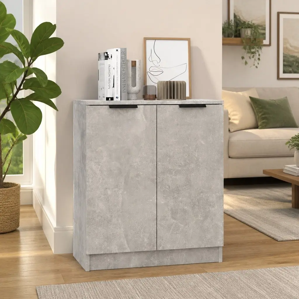 Sideboard Storage Cabinet Engineered Wood Living Room Grey 60W x 30D x 70H cm
