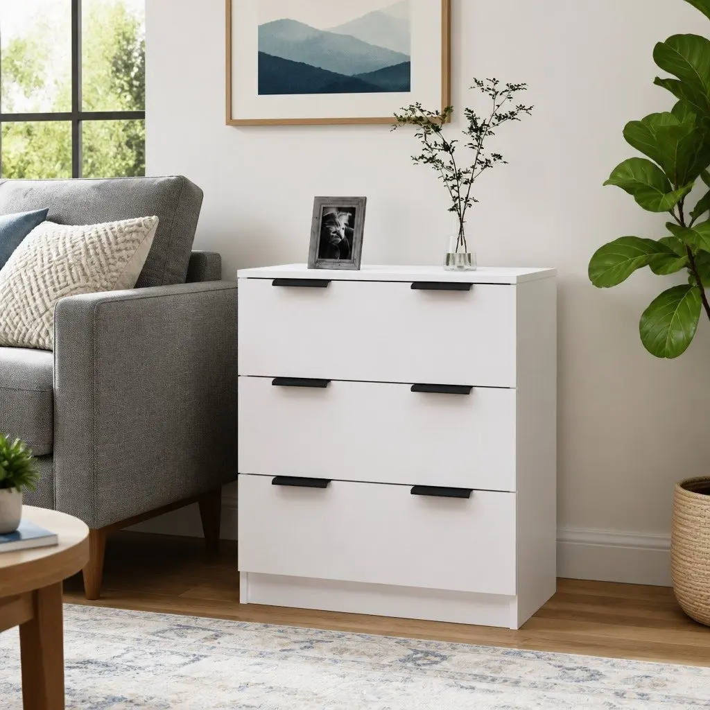 White Sideboard Cabinet with Storage Drawers