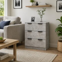Reliable Grey Sideboard Storage Cabinet with 3 Practical Drawers