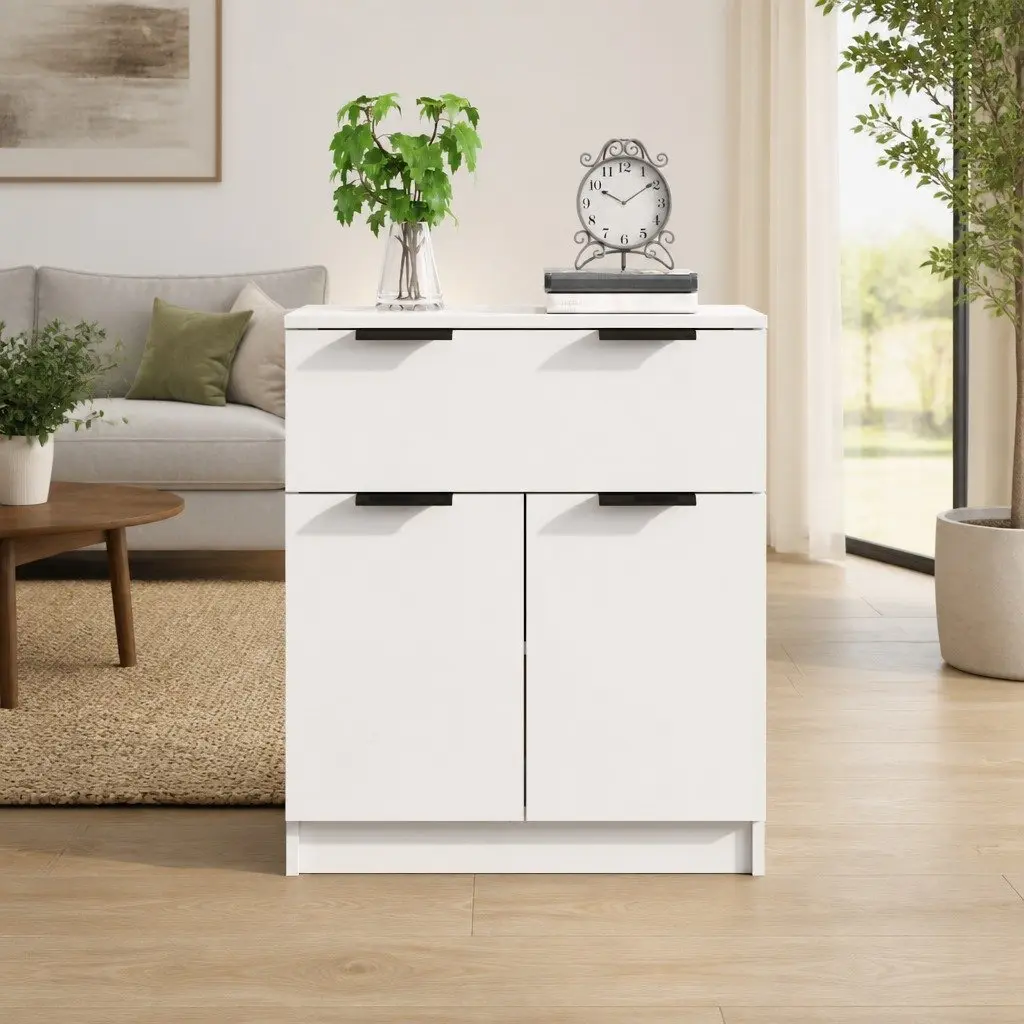 Sideboard Storage Cabinet 60x30x70 cm White with Drawer and Doors