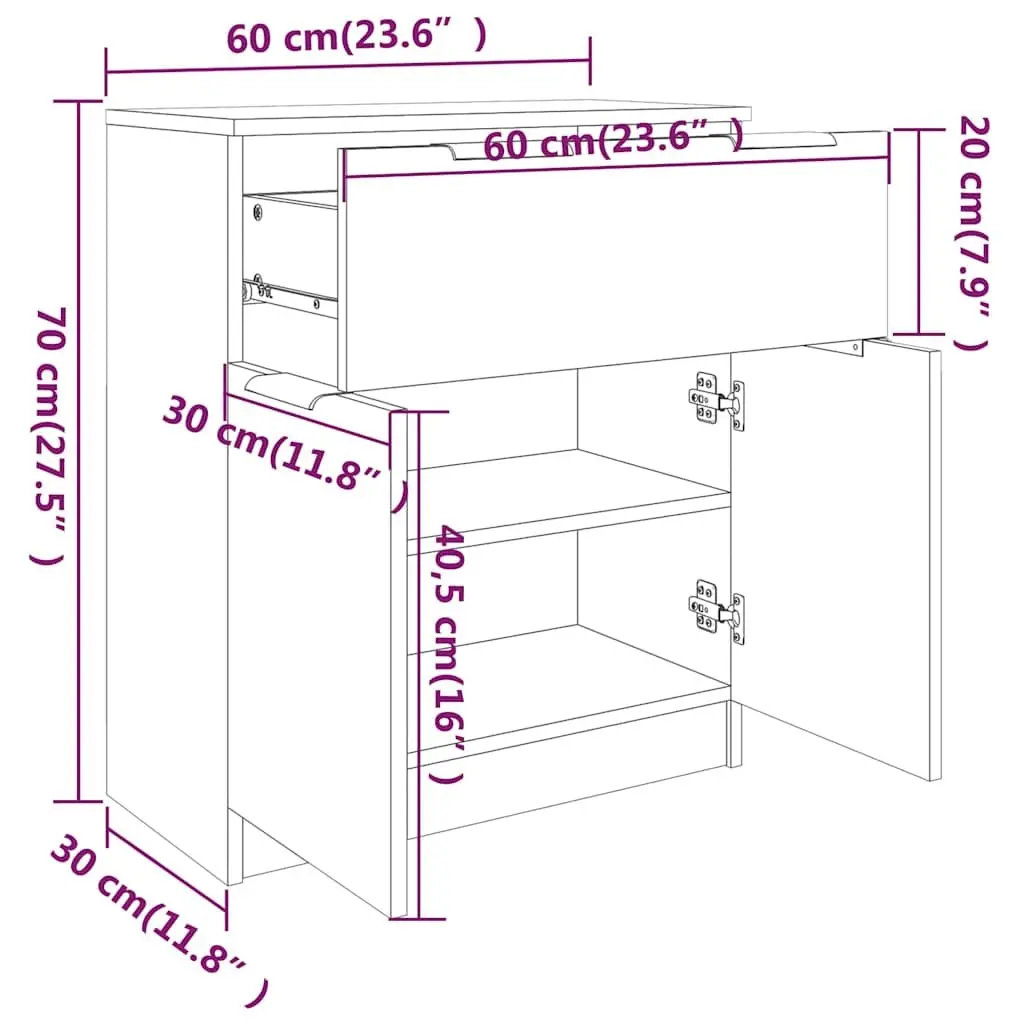 Sideboard Storage Cabinet 60x30x70 cm White with Drawer and Doors