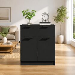 Black Sideboard with Drawer and Doors: Practical & Stylish
