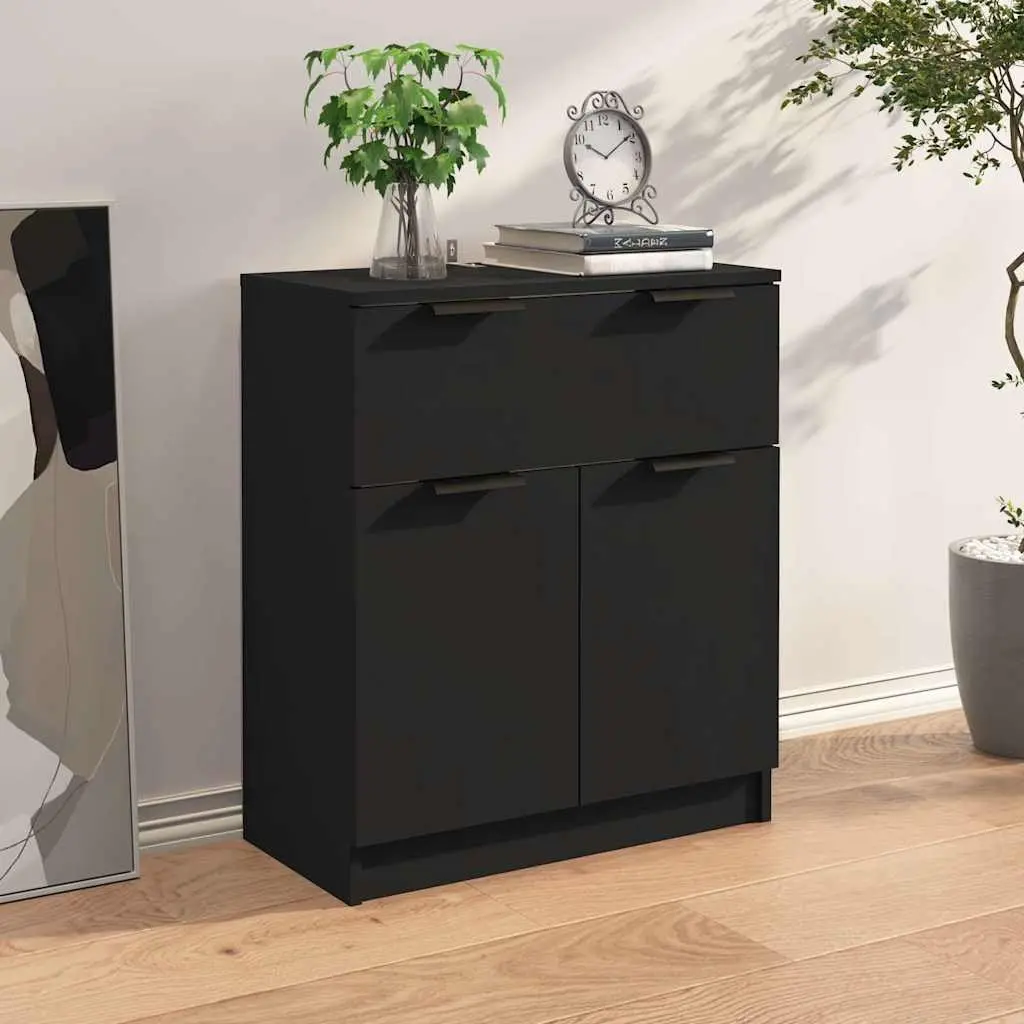 Sideboard Black 60x30x70 cm Storage Cabinet with Drawer and Doors