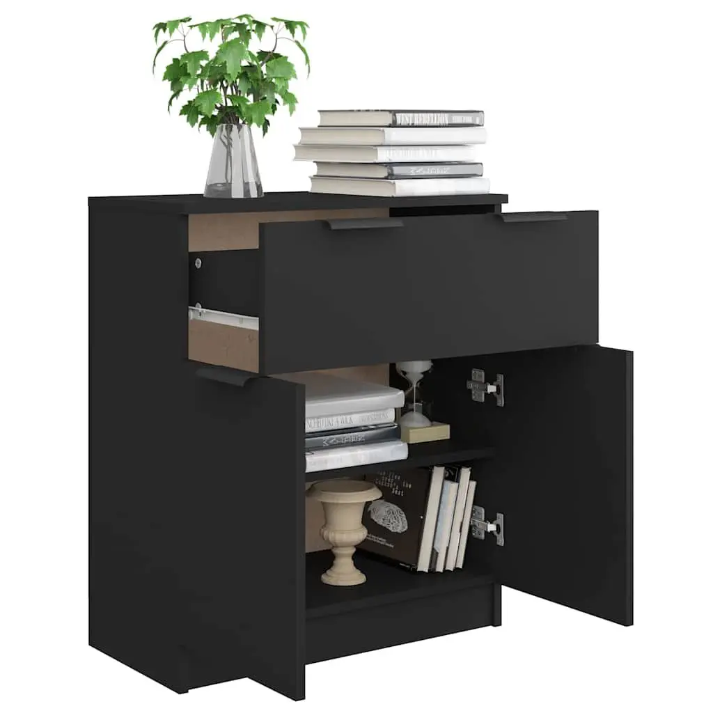 Sideboard Black 60x30x70 cm Storage Cabinet with Drawer and Doors