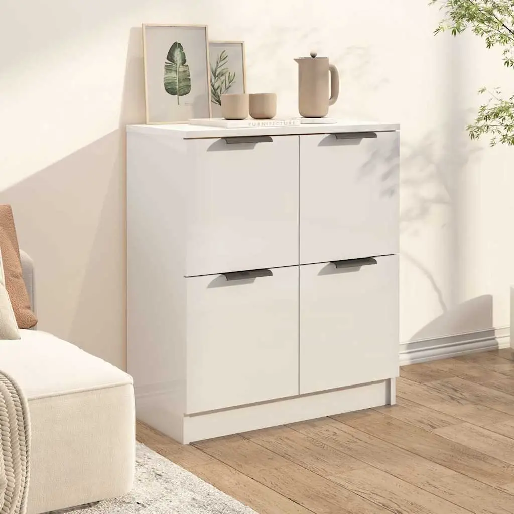 Sideboard Storage Cabinet 60x30x70 cm White 4 Doors Engineered Wood