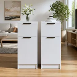 Reliable White Sideboard Cabinet 30x30x70cm with 2 Compartments