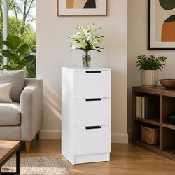 Practical White Sideboard 30x30x70 cm - 3 Drawer Unit