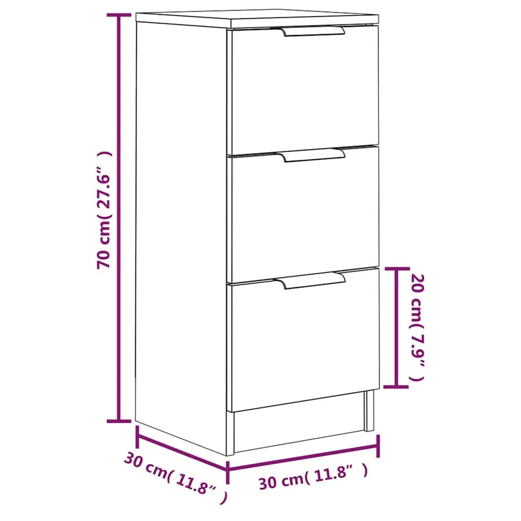 Sideboard Cabinet Storage Drawers 30x30x70cm White Furniture