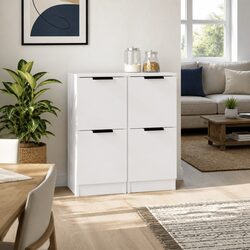 Functional White Sideboard Cabinet Set for Storage