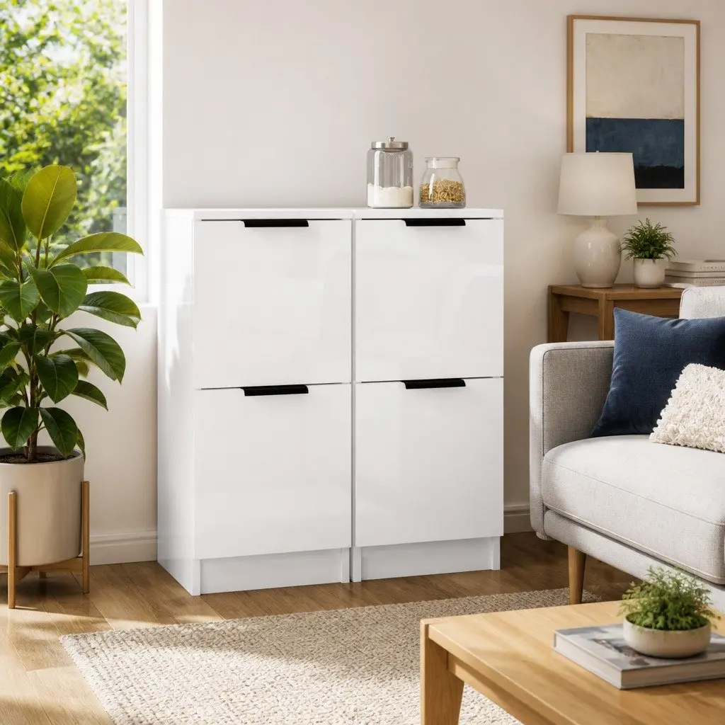 Storage Cabinet in High Gloss White Finish
