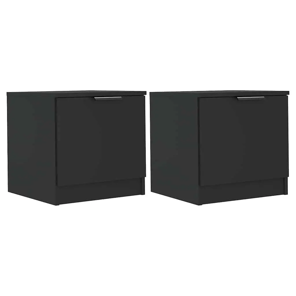 Bedside Cabinets 2 pcs Black 40x39x40 cm Nightstand Storage End Table