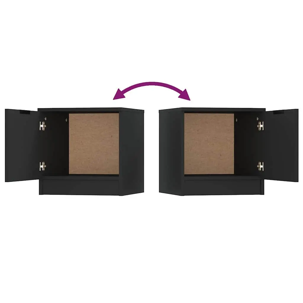 Bedside Cabinets 2 pcs Black 40x39x40 cm Nightstand Storage End Table