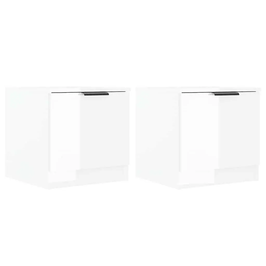 Bedside Cabinets 2 pcs White Nightstand Storage End Table Set