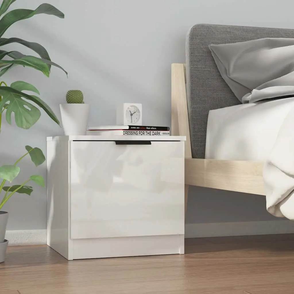 Bedside Cabinets 2 pcs White Nightstand Storage End Table Set