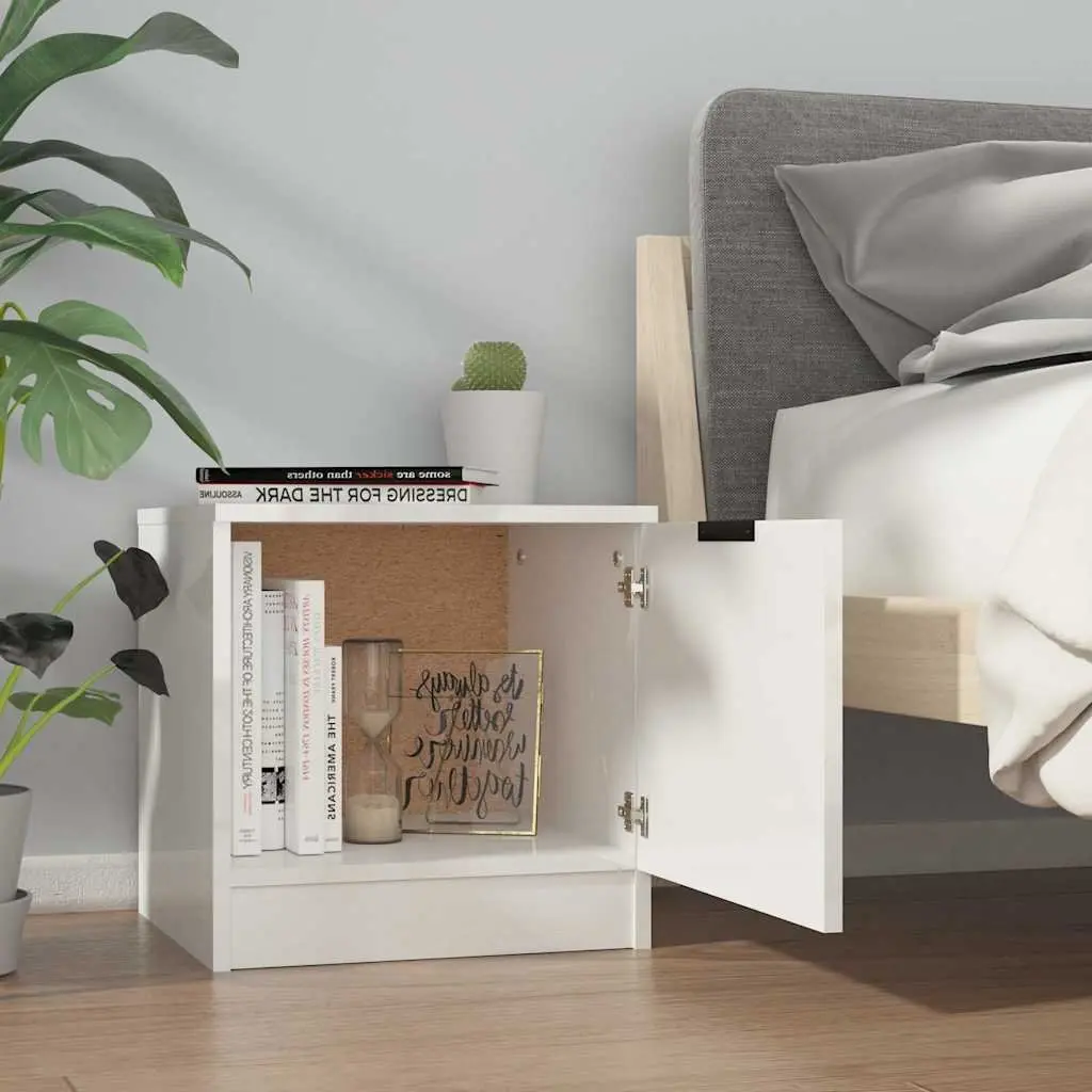 Bedside Cabinets 2 pcs White Nightstand Storage End Table Set