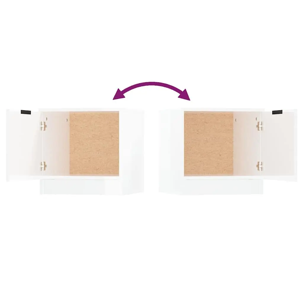 Bedside Cabinets 2 pcs White Nightstand Storage End Table Set