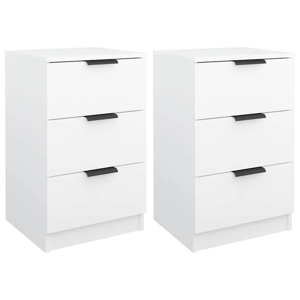 Bedside Cabinets Storage Drawers 40x36x65 cm White 2 Piece