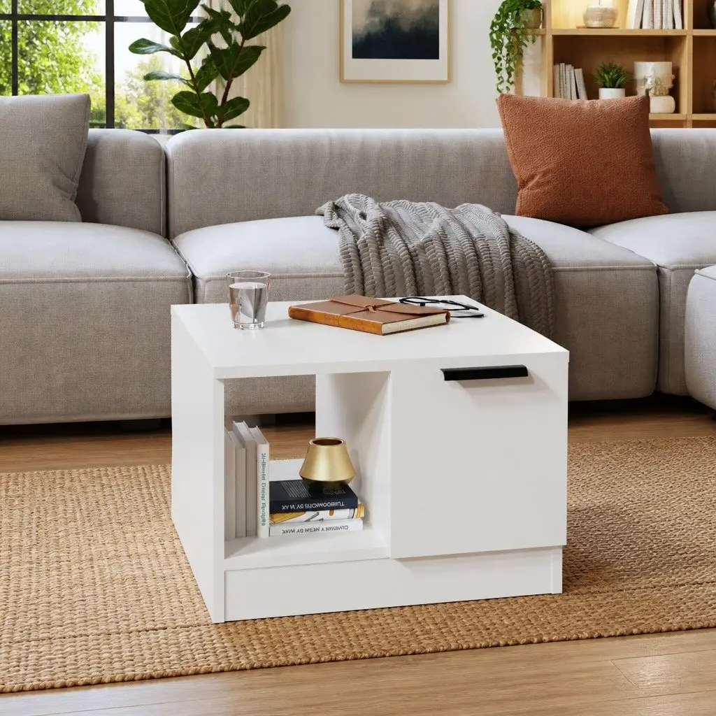 White Coffee Table with Hidden Storage