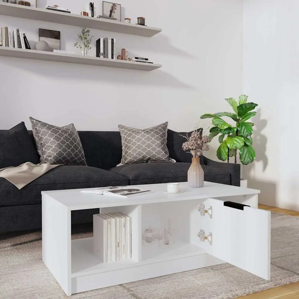 Coffee Table Living Room Storage Compartments 102 x 50 x 36 cm White