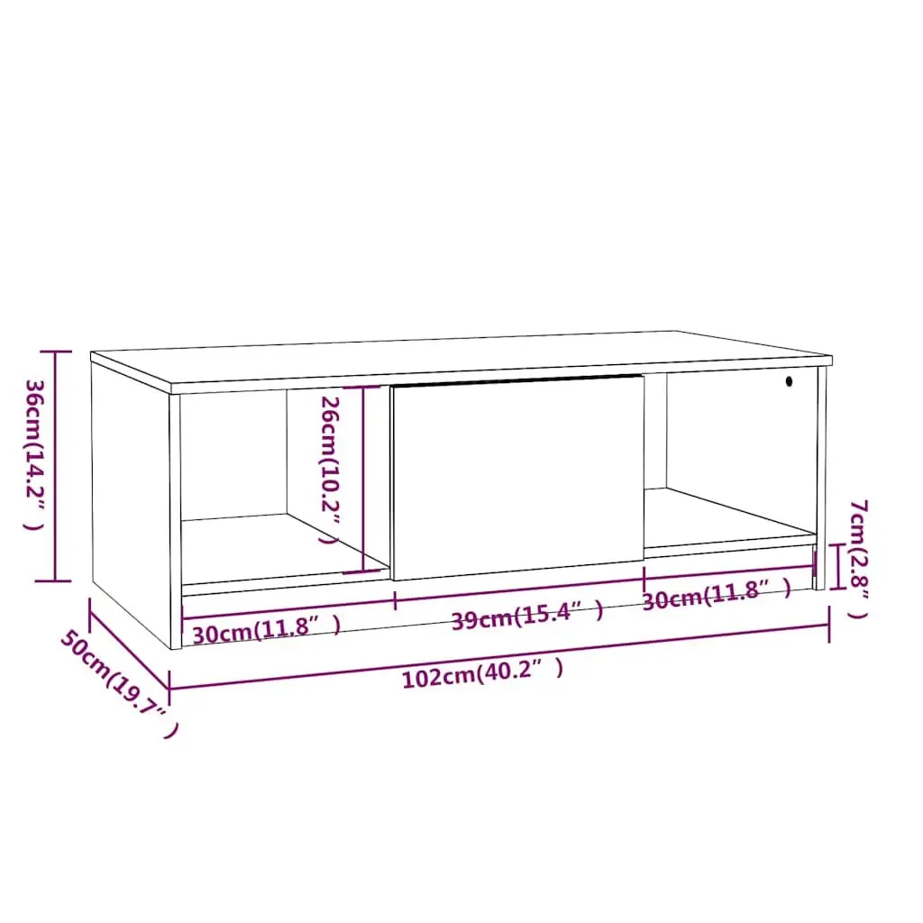 Coffee Table Living Room Storage Compartments 102 x 50 x 36 cm White