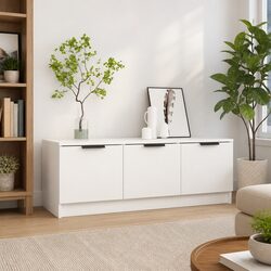 Comforting White TV Cabinet with Ample Storage Space