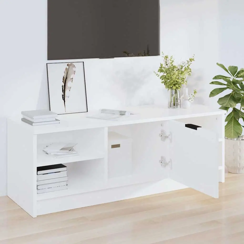 White Media Console with Storage Solutions
