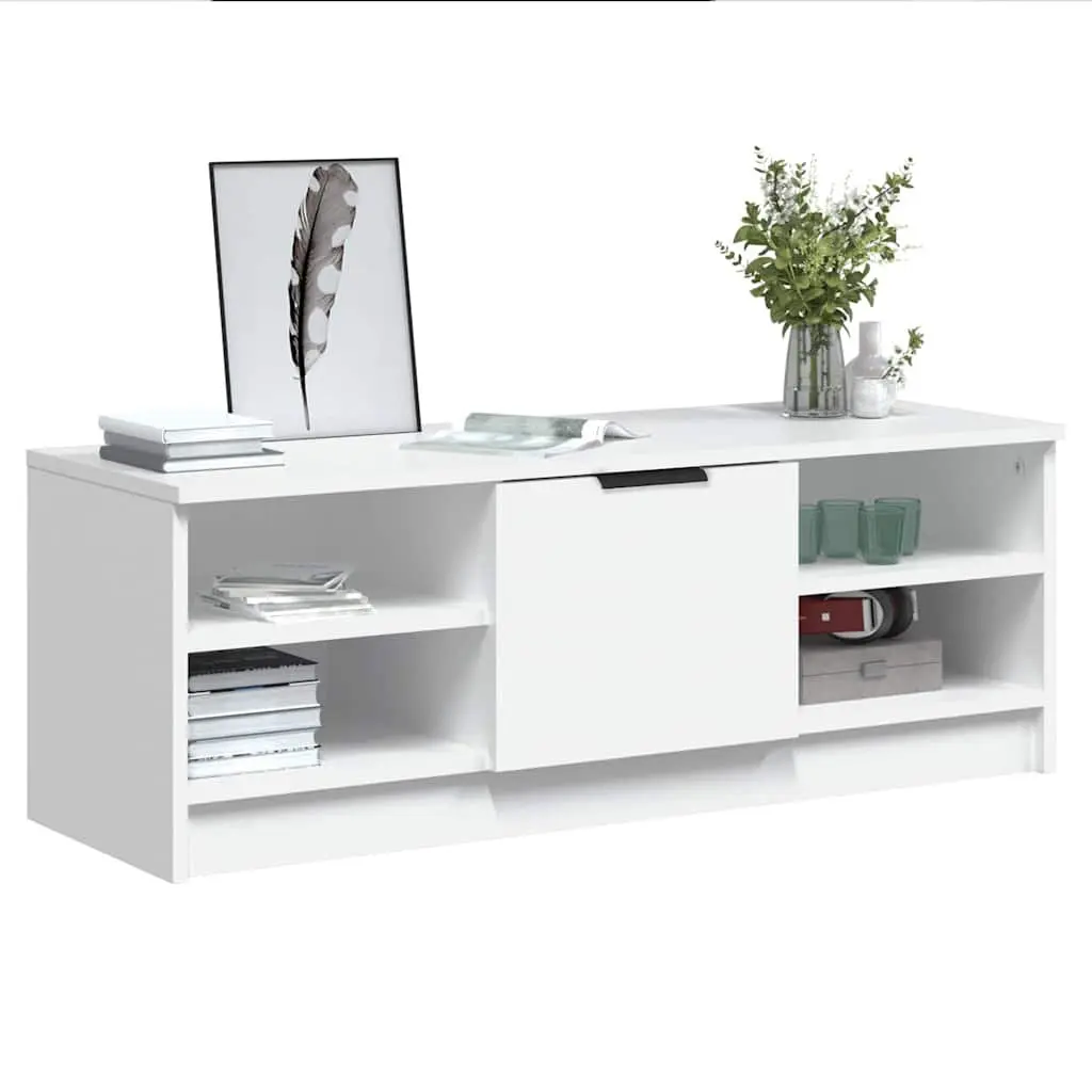 White Media Console with Storage Solutions