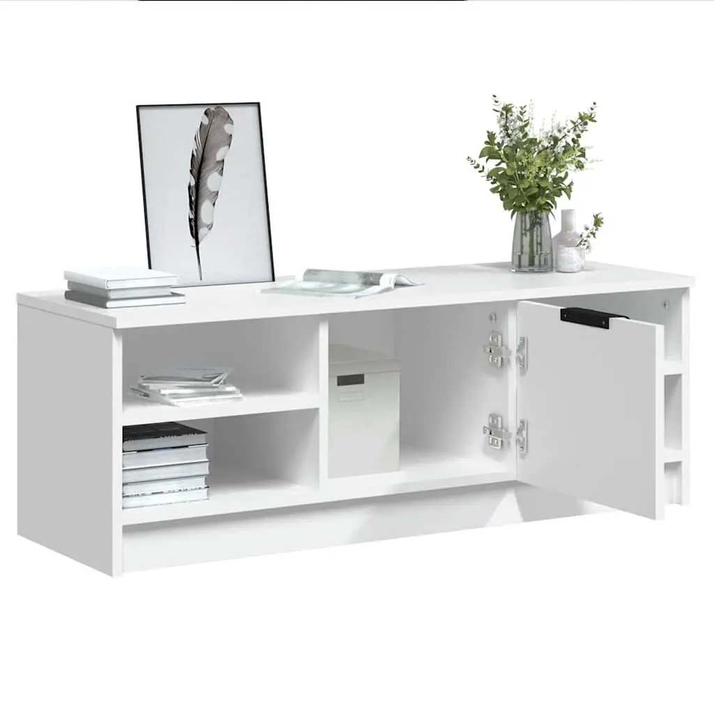 White Media Console with Storage Solutions